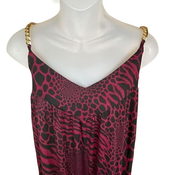 Michael Michael Kors Jumpsuit Red Black Leopard Wide Leg Chain Straps Large - Picture 15 of 15